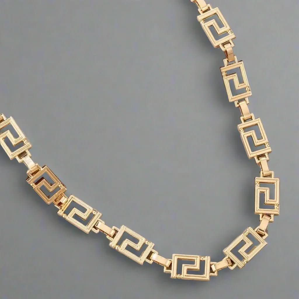 “Athena Link” Geometric Gold Choker Necklace - Doopshop Company