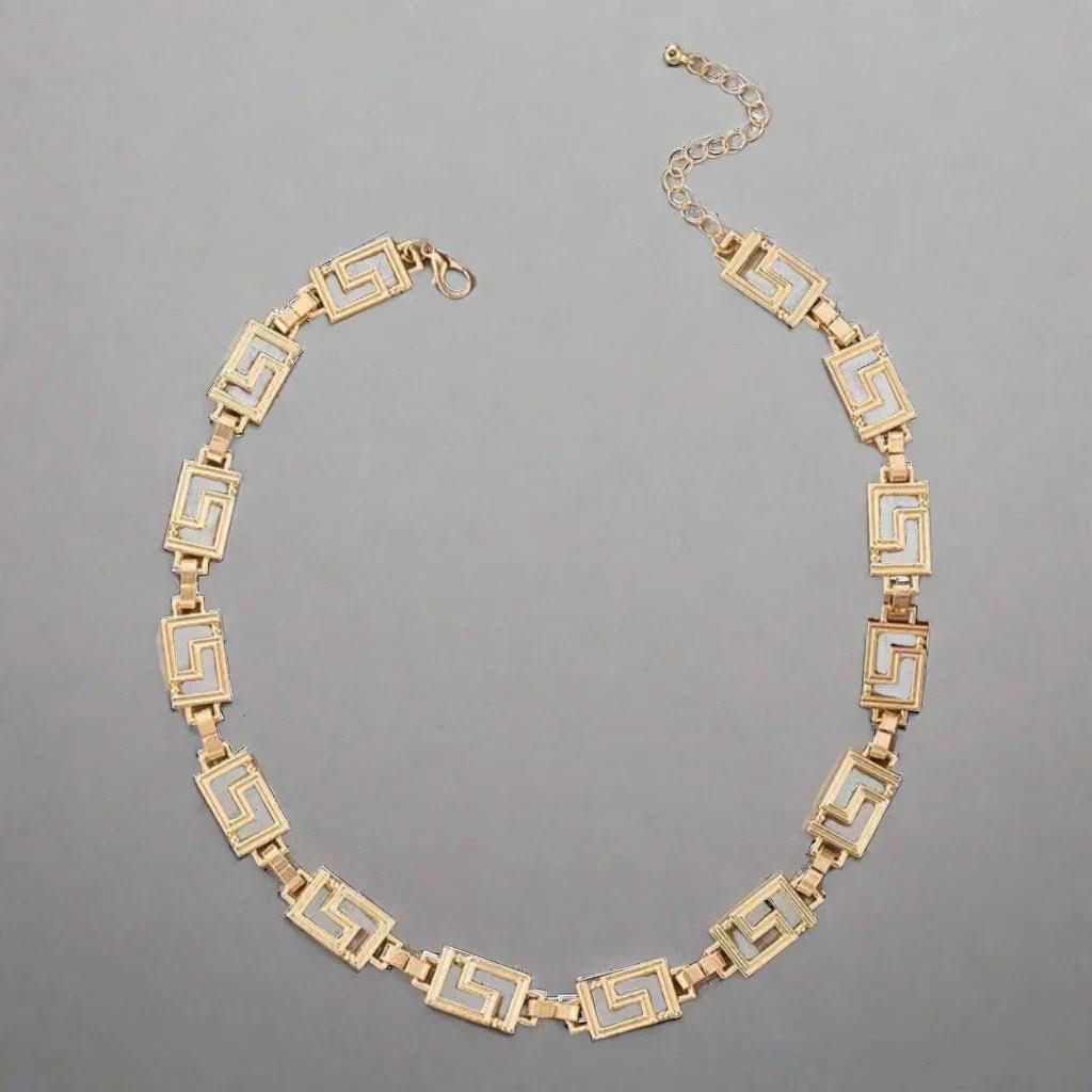 “Athena Link” Geometric Gold Choker Necklace - Doopshop Company