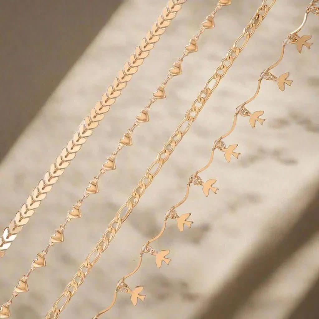 “Noor Charm” Anklet Combo – Set of 4 - Doopshop Company