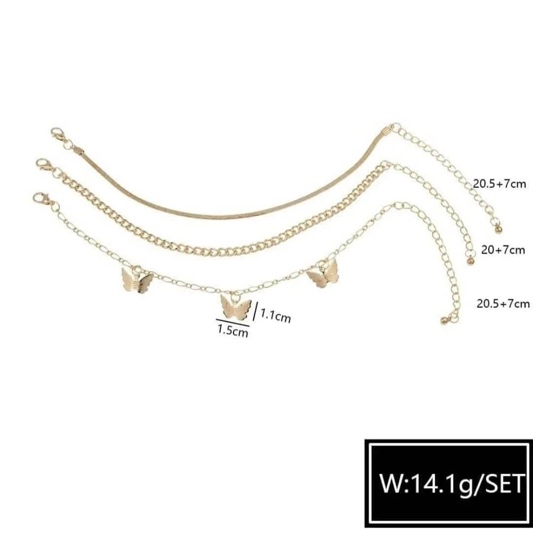 “Sona Trails” Minimal Golden Anklet Set – Pack of 3 - Doopshop Company