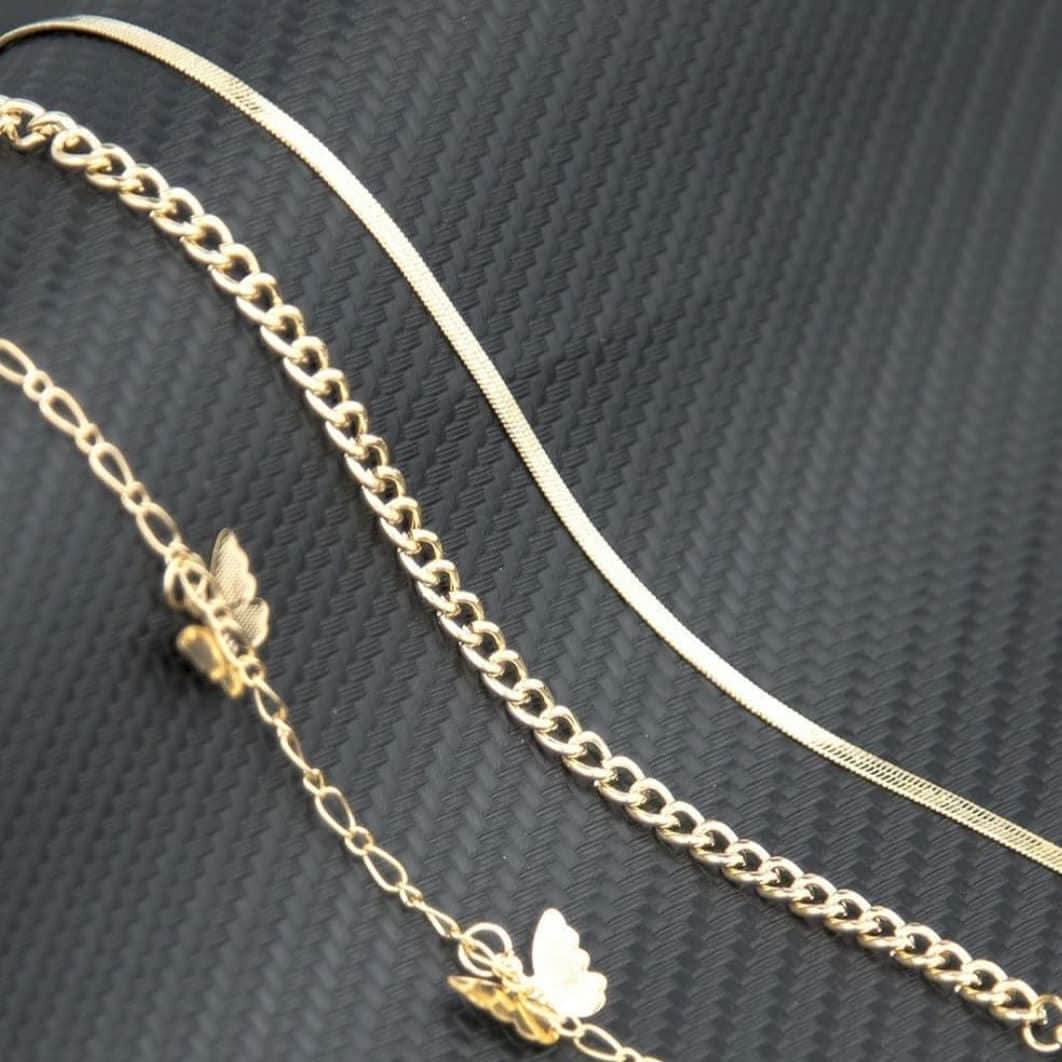 “Sona Trails” Minimal Golden Anklet Set – Pack of 3 - Doopshop Company