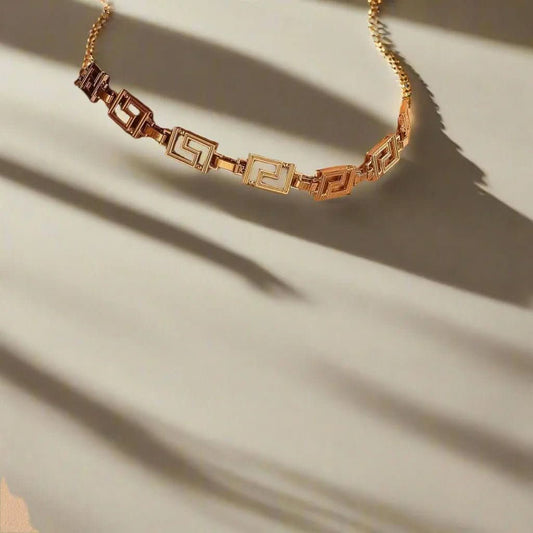 “Athena Link” Geometric Gold Choker Necklace - Doopshop Company