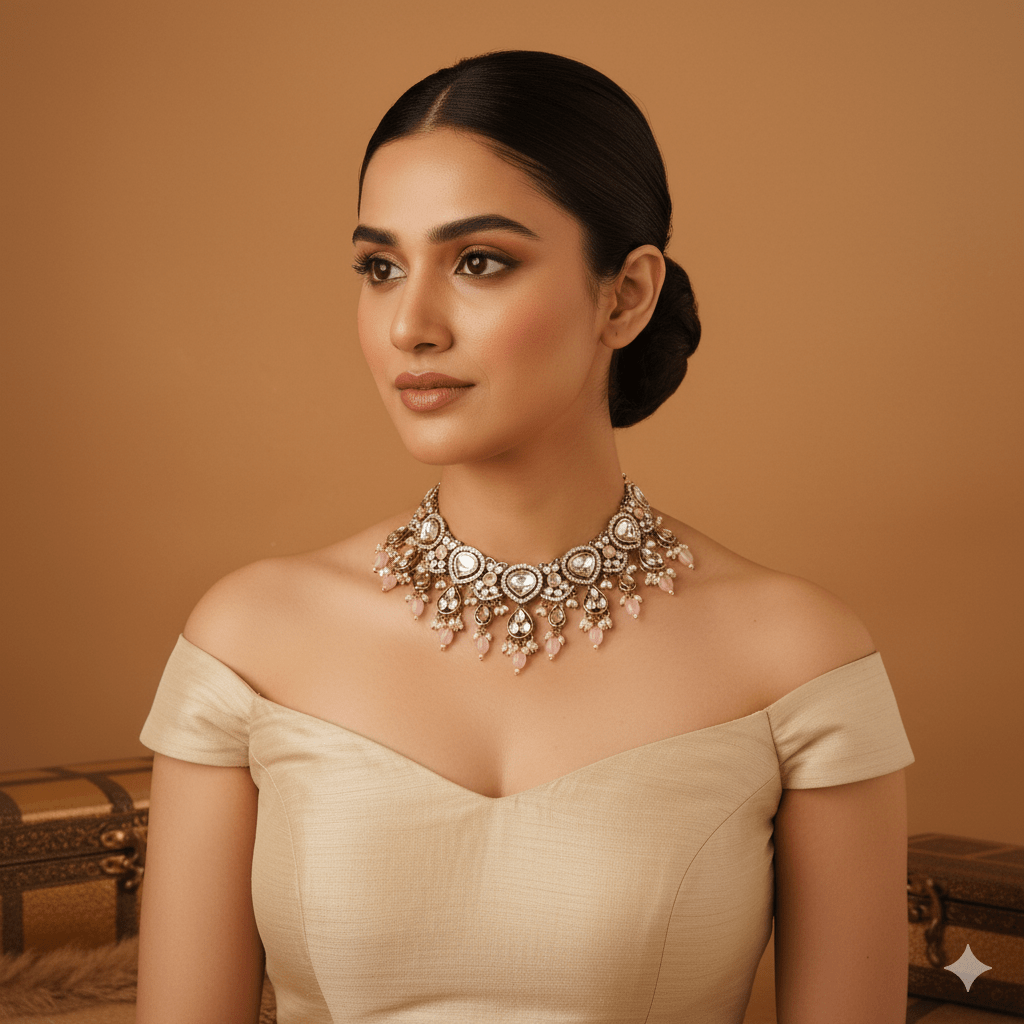 Aurelia Kundan Choker Set (Aurelia means "the golden one") - Doopshop Company