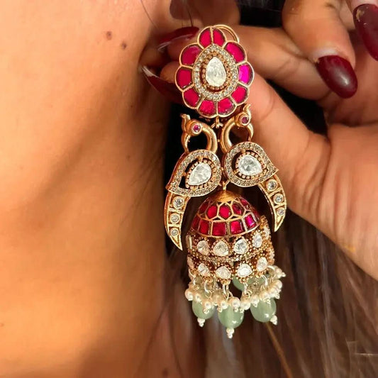 Jadau Kundan Jhumkas Earrings - Doopshop Company