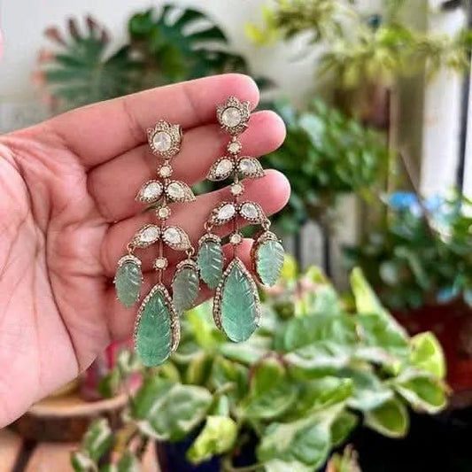 Natural Carved Stones Dangle Earrings - Doopshop Company