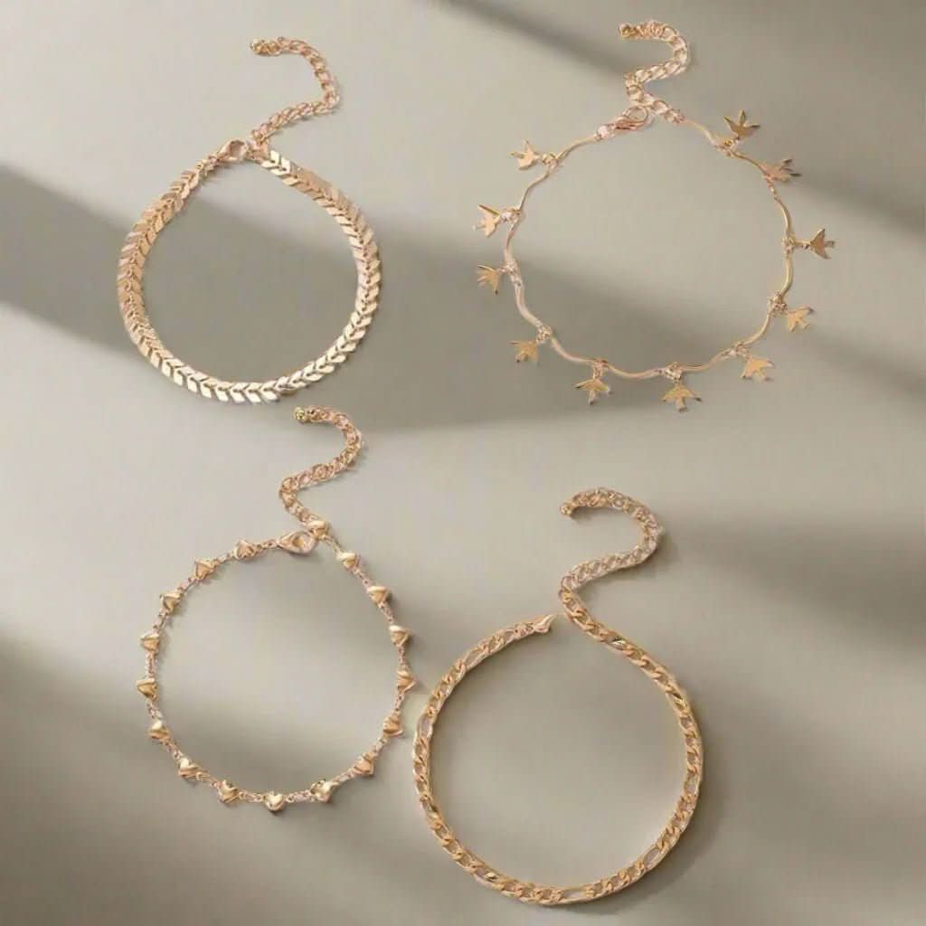 “Noor Charm” Anklet Combo – Set of 4 - Doopshop Company