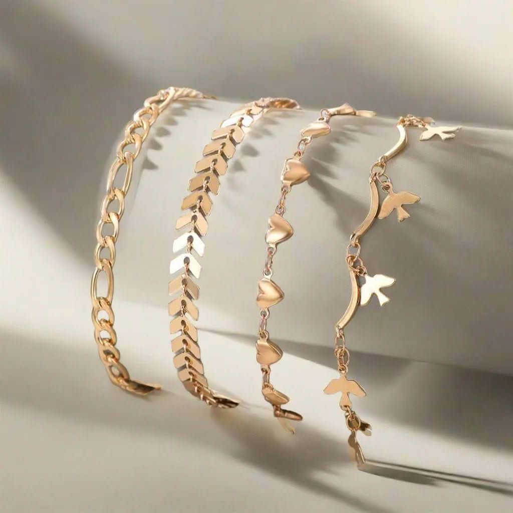 “Noor Charm” Anklet Combo – Set of 4 - Doopshop Company