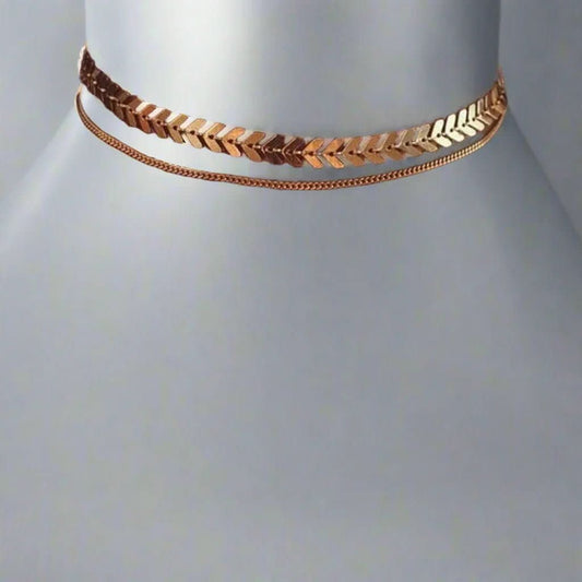“VineLuxe” Dual - Layer Gold Choker Necklace - Doopshop Company