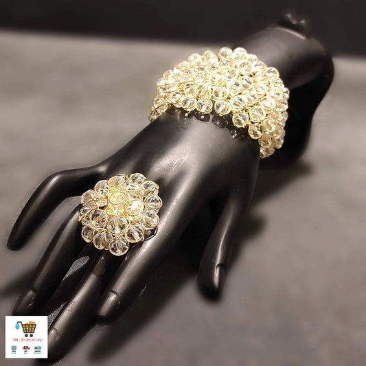 “Zareen Shine” Golden Crystal Ring &amp; Kada S - Doopshop Company