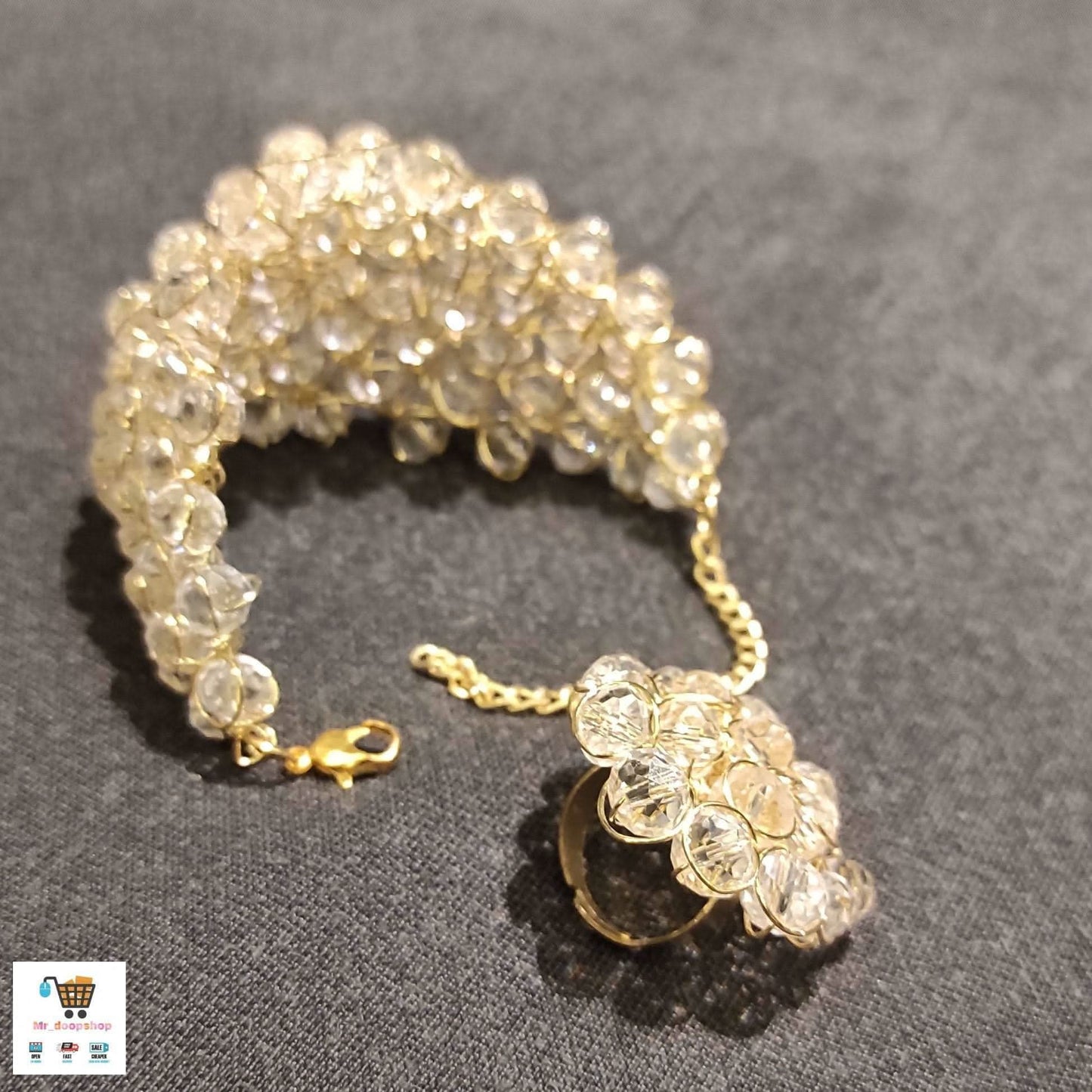 “Zareen Shine” Golden Crystal Ring &amp; Kada S - Doopshop Company